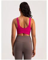 Nouveau soutien-gorge de sport sans couture en Spandex/Nylon pour femme, style européen et américain, bretelles non ajustables, sensation seconde peau, dos élégant, débardeur de yoga