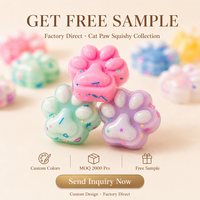 Jouet Squishy Patte de Chat OEM Marque Privée, Vente en Gros, TPR Souple Coloré Kawaii, Jouet Anti-Stress à Presser pour Distributeurs et Cadeaux