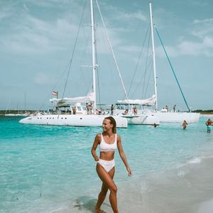 Nuevo Producto: Conjunto de Bikini de Dos Piezas Personalizado de Spandex/Poliéster de Secado Rápido con Tirantes Cruzados en V y Lazos Laterales, Ropa de Playa de Lujo - Product Image 5