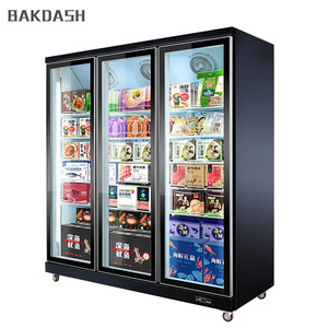 Siêu thị thịt thực phẩm đông lạnh Showcase dọc tủ lạnh thực phẩm đông lạnh hiển thị tủ đông với cửa kính - Product Image 3