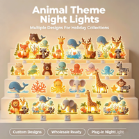 Lampe de nuit LED en acrylique OEM d'usine, animaux marins, à brancher, contrôle tactile, lumière douce et chaude, lampe murale décorative pour chambre d'enfant, dessin animé