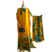 Robe longue pour femme en soie twill traditionnelle, vêtement africain, abaya musulmane, dashiki, robe de soirée, caftan de Dubaï, robe pour femme