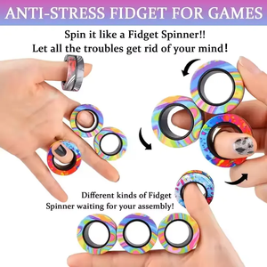Anneaux de fidget spinners magnétiques, idée de jouets anti-stress pour enfants et adultes, soulagement du stress, anneaux de fidget spinners créatifs - Product Image 4