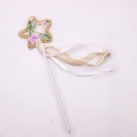 Ensemble baguette féerique et ailes en dentelle, en acier inoxydable, fait main, accessoire de cosplay, de photographie et de costume de scène, baguette à main avec ailes d'ange