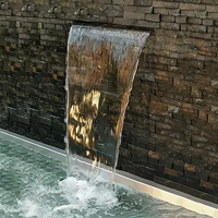 Fontaine de piscine en acier inoxydable 304 avec éclairage LED, lame d'eau murale pour jardin et villa