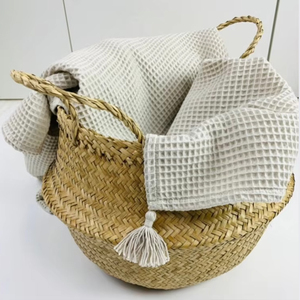Di alta qualità morbido per bambini Waffle in cotone coperta con nappe di genere neutro solido modello tessuto a mano per bambini doccia regalo - Product Image 2