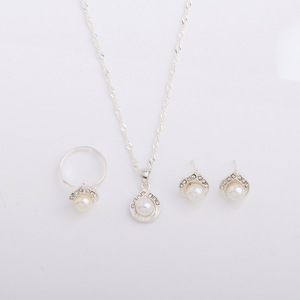 Freshwater Pearl Water Drop Jewelry <b>Set</b> 925 <b>Silver</b> Rhodium Plated Wedding Romantic Women's <b>Necklace</b> Earrings Ring - Product Image 5