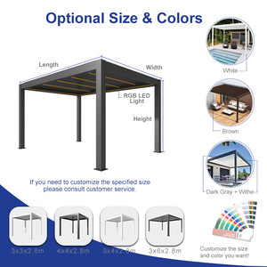 Pergola Minimalista in Alluminio 6063-T6 con Illuminazione LED, Impermeabile, Design Aperto per Piccole Aree Esterne, Cortili e Terrazze - Product Image 2