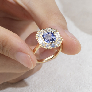 Anillo de compromiso Messi Jewelry MSR-1679 con diamante de laboratorio de corte Asscher de 18k - Product Image 2