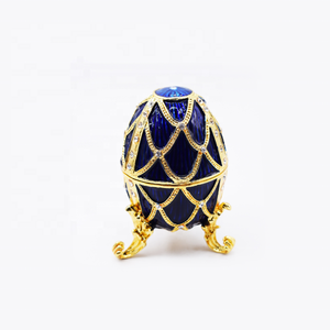 Joyero de huevo ruso estilo Faberge, caja de joyería esmaltada a mano feliz día de Pascua - Product Image 6