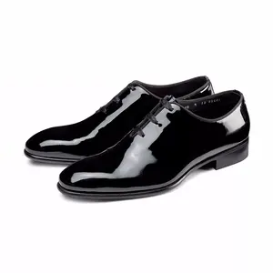 High-end custom luxury brand men formal shoes patent Leather dress shoes genuine leather oxford business wedding shoes High heel