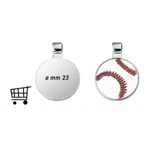 Pendentif de baseball rond 23 mm, breloque en argent, accessoire de bijouterie sportive - Product Image 1
