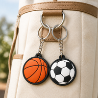 OEM Fabrik Maßgefertigter Gestanzter Flacher PVC Weicher Basketball Schlüsselanhänger Sport Werbe-Schlüsselring Großhandel Fitness Geschenk