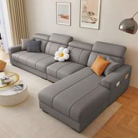 Canapé d'angle en cuir de luxe moderne en forme de L, design simple, pour appartement et maison, vente en gros à prix abordable