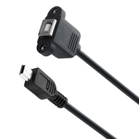 Bochara 30cm Mini 5Pin USB 2.0 mâle à Type B femelle câble d'extension d'imprimante avec trou de vis de montage sur panneau
