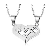KISSWIFE Pendentif Mode Personnalisé Cœur Amour Collier Chaîne pour Couple Femme Bijoux