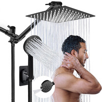 Pomme de douche à main Combo douche pluie bras d'extension réglable et 5 réglages ensemble de pommeau de douche pluie haute pression