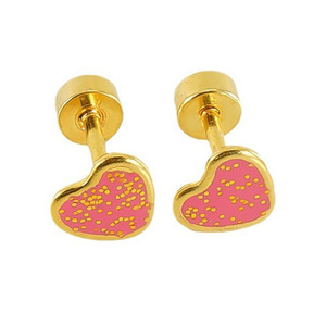 ZOGXIN Heart Stud <b>Earrings</b> 18K Gold Plated Stainless Steel Small Polka Dot Fashion Jewelry Gift For Women - Product Image 5