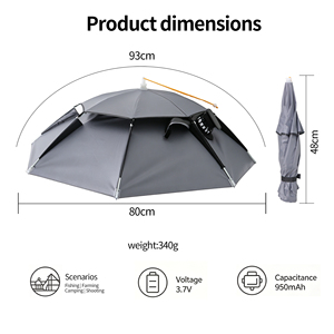 Chapeau parapluie avec ventilateur solaire, refroidissement mains libres, pêche, randonnée, camping, imperméable, pare-soleil respirant, portable - Product Image 2