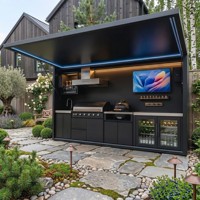 Cuisine extérieure en acier de conception française pour la maison et le jardin, haut de gamme, portable, multifonctionnelle, anti-corrosion, installation sur site