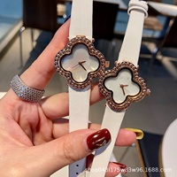 Montre à quartz FanJia écologique et polyvalente pour femme, collection trèfle à quatre feuilles porte-bonheur, cadran en nacre