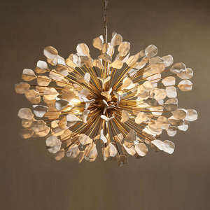 Lustre en céramique nordique à fleurs, moderne, grande branche d'arbre, pétale blanc, luminaire suspendu pour salle de mariage - Product Image 1