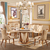 Ensemble de table et chaises rondes en pierre moderne pour 6 personnes, pour appartement et hôtel