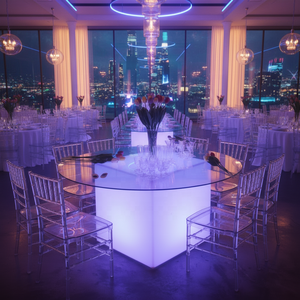 Tavolo da Pranzo LED con Piano in <span class=keywords><strong>Plexiglass</strong></span> da 60 Pollici, Illuminato, <span class=keywords><strong>per</strong></span> Arredamento Alberghiero - Product Image 3