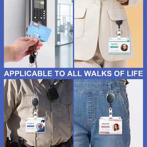 Porte-badge rétractable bidirectionnel avec logo couleur personnalisé, clip vertical/horizontal et pochette pour carte d'identité – Accessoire - Product Image 4