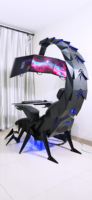 Chaise de jeu inclinable CLUVENS Scorpion, cockpit à gravité zéro, inclinaison pour 3 moniteurs, chaise à gravité zéro, cockpit