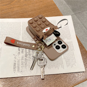 Pour silicone 3D mignon dragonne portefeuille clé sac pour iPhone 16 15 14 13Pro Max Xr Xs 7 8 <span class=keywords><strong>bulle</strong></span> jeu couverture noël coque de téléphone - Product Image 6