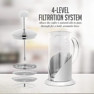 เครื่องชงกาแฟเฟรนช์เพรสแบบแก้วบอโรซิลิเกตพร้อมก้านกดสแตนเลส - Product Image 4