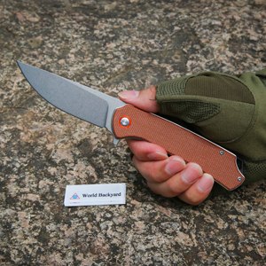 Coltello XR956R con Lama Affilata a Punta Goccia in Acciaio D2, Ottimo Aiuto per Attività all'Aperto, Coltello EDC con Manico in Micarta, Coltello Tascabile da Campeggio, Coltello di Sopravvivenza per Autodifesa - Product Image 3