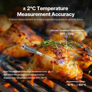 Smart App <b>Control</b> Long Range Smart BBQ Cooking Thermometer Digital Meat Grill 700ft Wireless 2 Probe Thermometer - Product Image 4