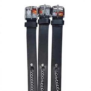 Hand Engrave Unisex Genuine Leather Cow Hide Steel Square Eco-Friendly Vintage Belts-Custom Size Black Brown Chocolate Gift Sets - Product Image 3