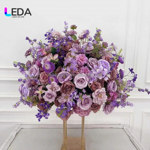 Bouquet de roses artificielles en soie LEDA pour décoration de mariage, arrangement de roses en soie violettes pour événements - Product Image 2