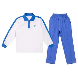 Uniforme escolar personalizado niños primavera otoño ropa chándales niños 2 uds traje camiseta + Joggers ropa para niños agregar logotipo