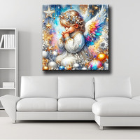 Peinture au diamant Fille priante Ange mignon Décorations murales pour la maison Luxe ASF2847