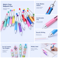 Stylo à bille perlé multicolore DIY Nouvelles recharges 4 couleurs Perles focales vierges Stylo promotionnel avec encre multicolore