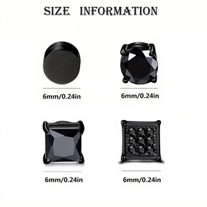 Orecchini da Uomo alla Moda in Acciaio Inossidabile con Clip Magnetica, Design Trendy Hip Hop con Zirconi Quadrati, Senza Foro, Vendita all'Ingrosso - Product Image 4
