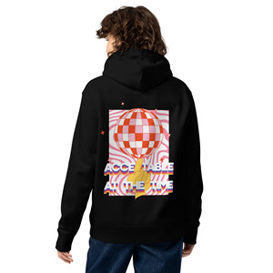 Accettabile all'epoca della DISCO! Felpa con Cappuccio Pesante in Cotone Biologico Ricamato - Product Image 3