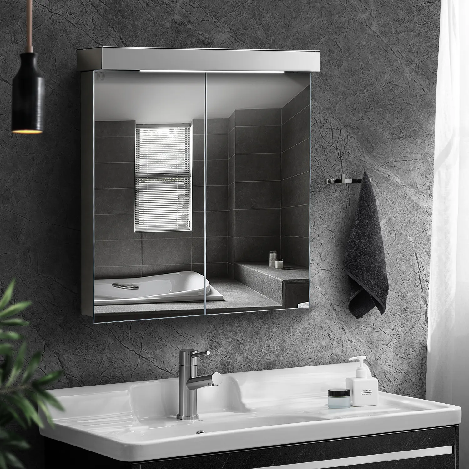 304 lavabo da bagno a specchio a doppia faccia 60*65*15 in acciaio inossidabile a parete