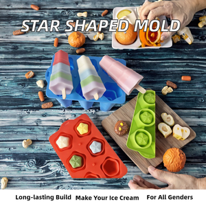 Molde <span class=keywords><strong>de</strong></span> <span class=keywords><strong>silicona</strong></span> <span class=keywords><strong>plegable</strong></span> en forma <span class=keywords><strong>de</strong></span> estrella, grado alimenticio, DIY, helado, barras <span class=keywords><strong>de</strong></span> hielo, cubos <span class=keywords><strong>de</strong></span> pastel - Product Image 2