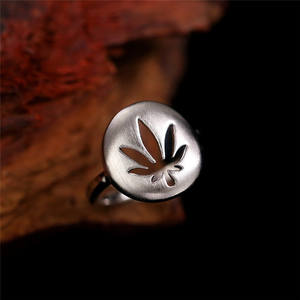 Anello in Argento F1246, Argento Sterling 925, Design Minimalista con Motivo Vegetale, Gioiello Unisex - Product Image 4