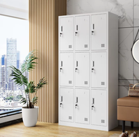 Casier de vestiaire de gym à 9 portes en acier, armoire de rangement métallique pour vêtements
