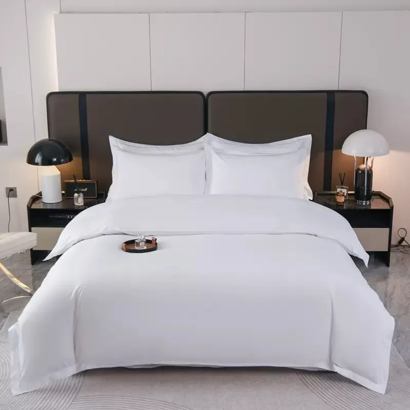 Commercio all'ingrosso di Biancheria Da Letto di Hotel di Raccolta Striscia Bianca 100% Cotone Duvet Set di Copertura per Hotel Dubai