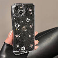 Coque transparente pour iPhone 14 avec strass en forme de cœur, style coréen, pour iPhone 16, pour femmes, pour 15 Pro Max, 14 Plus, 13, 17