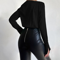 GIMILY oem custom Sexy Deep V Neck jumpsuit women playsuits body Shirts Elegant Long Sleeve Bodysuits For Women