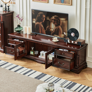 Mueble <span class=keywords><strong>de</strong></span> TV <span class=keywords><strong>de</strong></span> Madera Maciza Estilo Americano, Gabinete <span class=keywords><strong>de</strong></span> Almacenamiento para Sala <span class=keywords><strong>de</strong></span> Estar, Mesa <span class=keywords><strong>de</strong></span> Centro Combinada, Muebles <span class=keywords><strong>de</strong></span> Estilo Gold Teamwood - Product Image 4