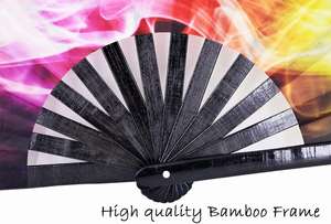 Wholesale Custom Sublimation Printed <b>Large</b> Bamboo Folding Handheld <b>Fan</b> for Wedding Parties Handmade Bamboo Crafts - Product Image 5